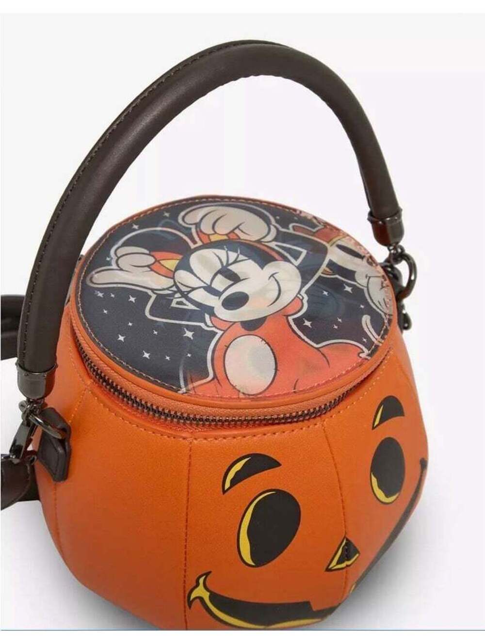 Loungefly Disney Mickey & Minnie Lenticular Figural Pumpkin Crossbody Bag - Picture 3 of 6